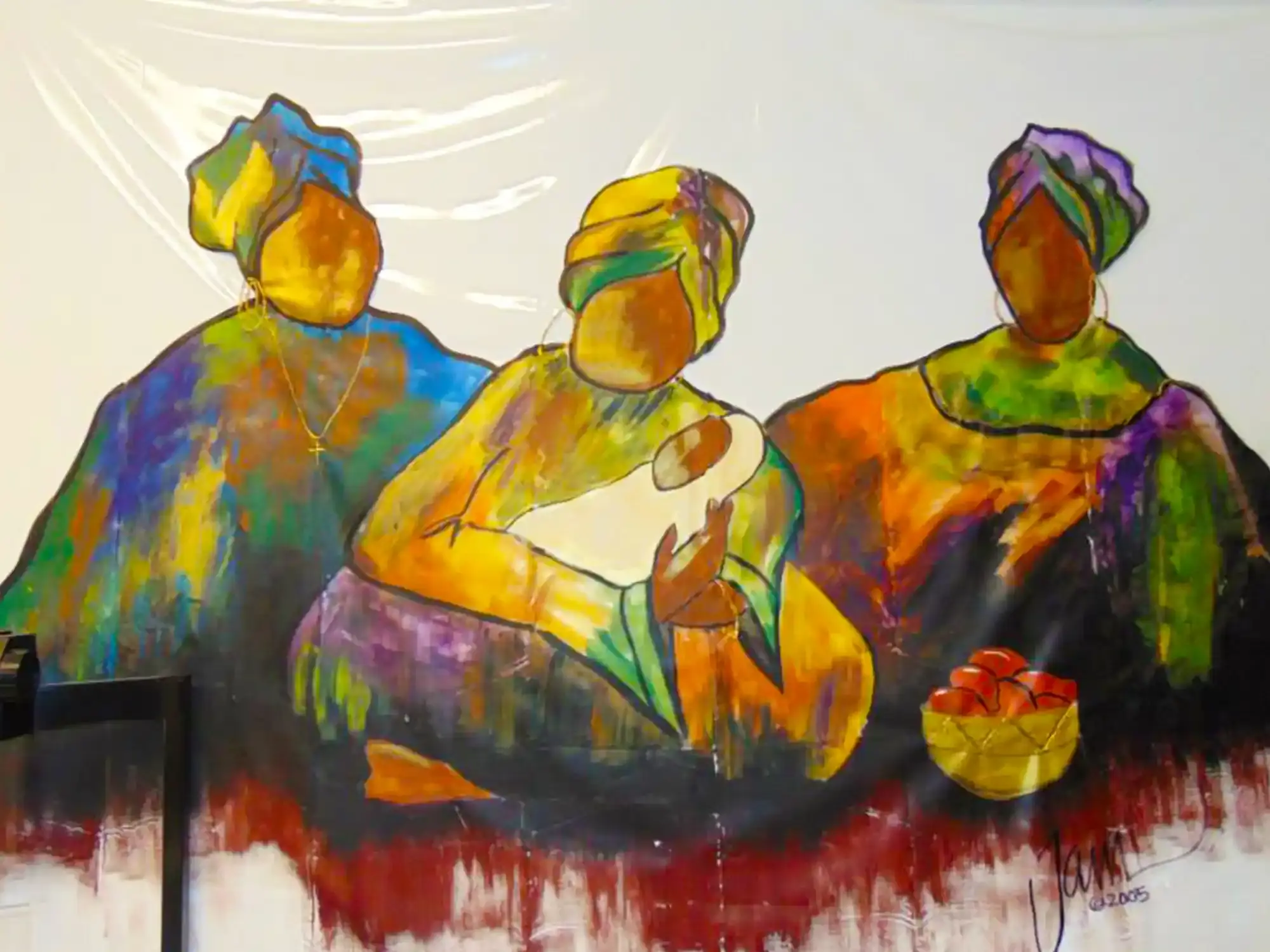 An example a Tam Design painted shower curtain